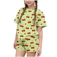 thumbnail image 2 of WPPGONE 2 Piece Little Girls All-Over Cherry Graphic Print T-Shirt and Shorts Set Lightweight Breathable Fabric Short Sleeve Summer Outfits Trendy Casual Playwear Clothes, 2 of 6