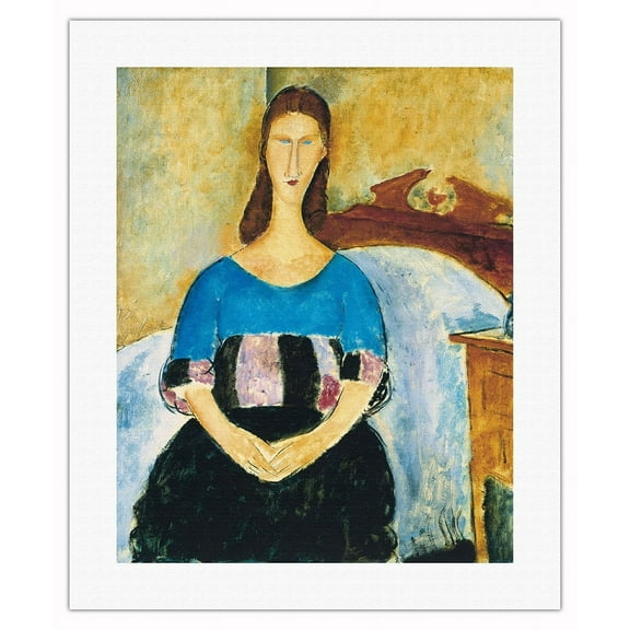 Portrait of Jeanne Hebuterne - From an Original Color Painting by Amedeo Modigliani c.1919 - Fine Art Rolled Canvas Print 16in x 20in