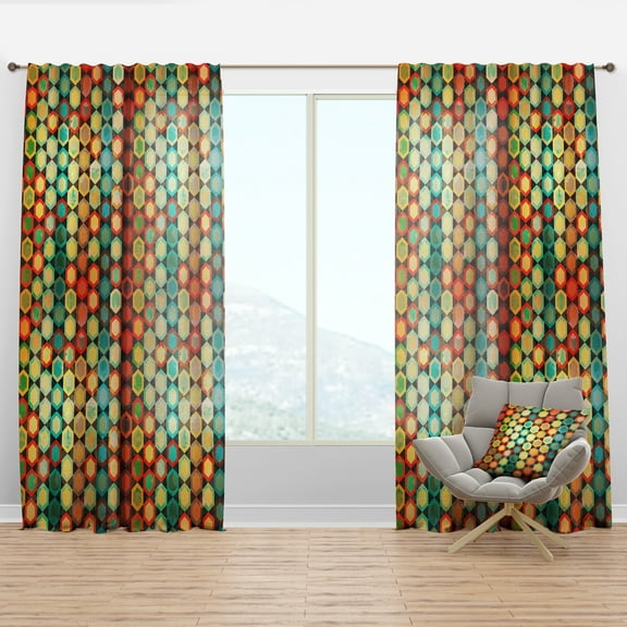 Designart 'Colorful Honeycomb Pattern II' Modern & Contemporary Curtain Panel