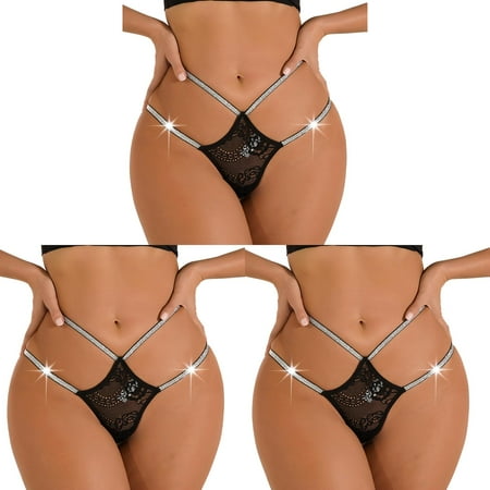 Underwear Bikini Panties Lane Dress 18 Lace Soft Hipster Panty Deal for Today Ladies Stretch Sexy Briefs Underwear for Leggings High Waist Thong ceangrtro Black (3Packs) Black (3Packs)