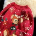 thumbnail image 2 of 2023 On New Kawaii Bear Green Knit Sweater Women's Christmas Vibe Y2K American Retro Winter Couples New Year's Pullover Sweater, 2 of 4