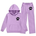 thumbnail image 2 of Auroural Comfort Sweat Set for Girls Kids Children's Winter Printed Hooded Sweatshirt Wide-Leg Pants Casual Sports Fleece-Lined Warmth Two-Piece Set Kids, 2 of 7