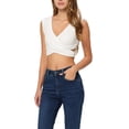 thumbnail image 4 of MODA NOVA Juniors Basic Deep VNeck Criss Cross Front Sleeveless Knit Crop Top, 4 of 5