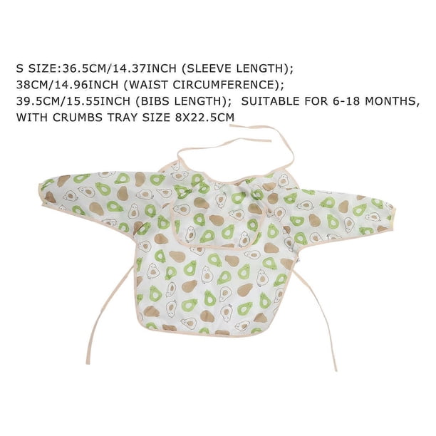 Baby Long Sleeve Bibs Full Coverage Waterproof Bibs for Feeding 2Pcs
