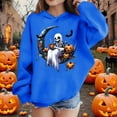thumbnail image 2 of bbymog Halloween Girls Hoodies Size 14-16 Boys' Fashion Spooky Graphic Long Sleeve Hoodie Sweatshirt Fall Winter Kids Sweatshirts Blue B 11 Years, 2 of 9