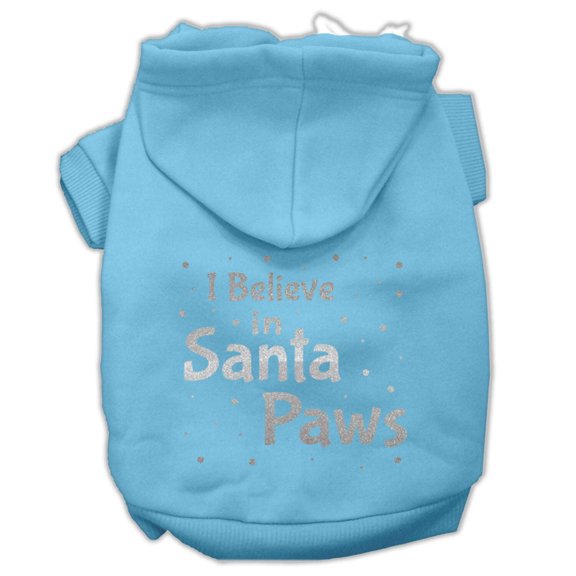 Christmas Pet, Dog Cat Hoodie Screen Printed, "I Believe In Santa Paws"