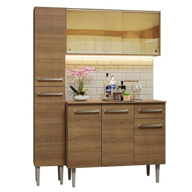 Mueble de Cocina Compacta Madesa 137cm Sin Tarja Emilly