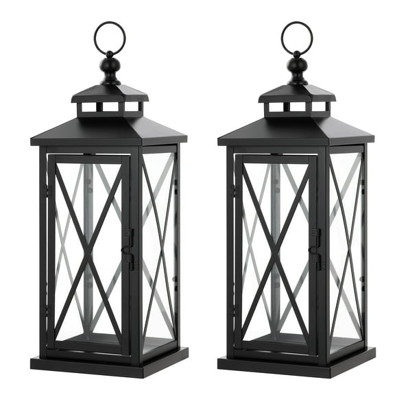 SAFAVIEH Lirio Black Metal Outdoor Candle Holder, Set of 2