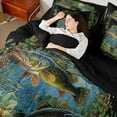 thumbnail image 4 of Manfei Animal Fish 7-Piece Bedding Comforter Set,Tree Leaves King Bedding Sets,Fishing Hunting Ultra Soft Bed Sheets,Super Cozy Botanical Room Decor,Reversible, 4 of 6