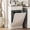 thumbnail image 4 of 13 Gallons Tilt Out Trash Cabinet Freestanding Kitchen Hidden Trash Bin Cabinet with Hideaway Drawer  Proof Trash Can Holder for Kitchen Living Room, White, 4 of 14
