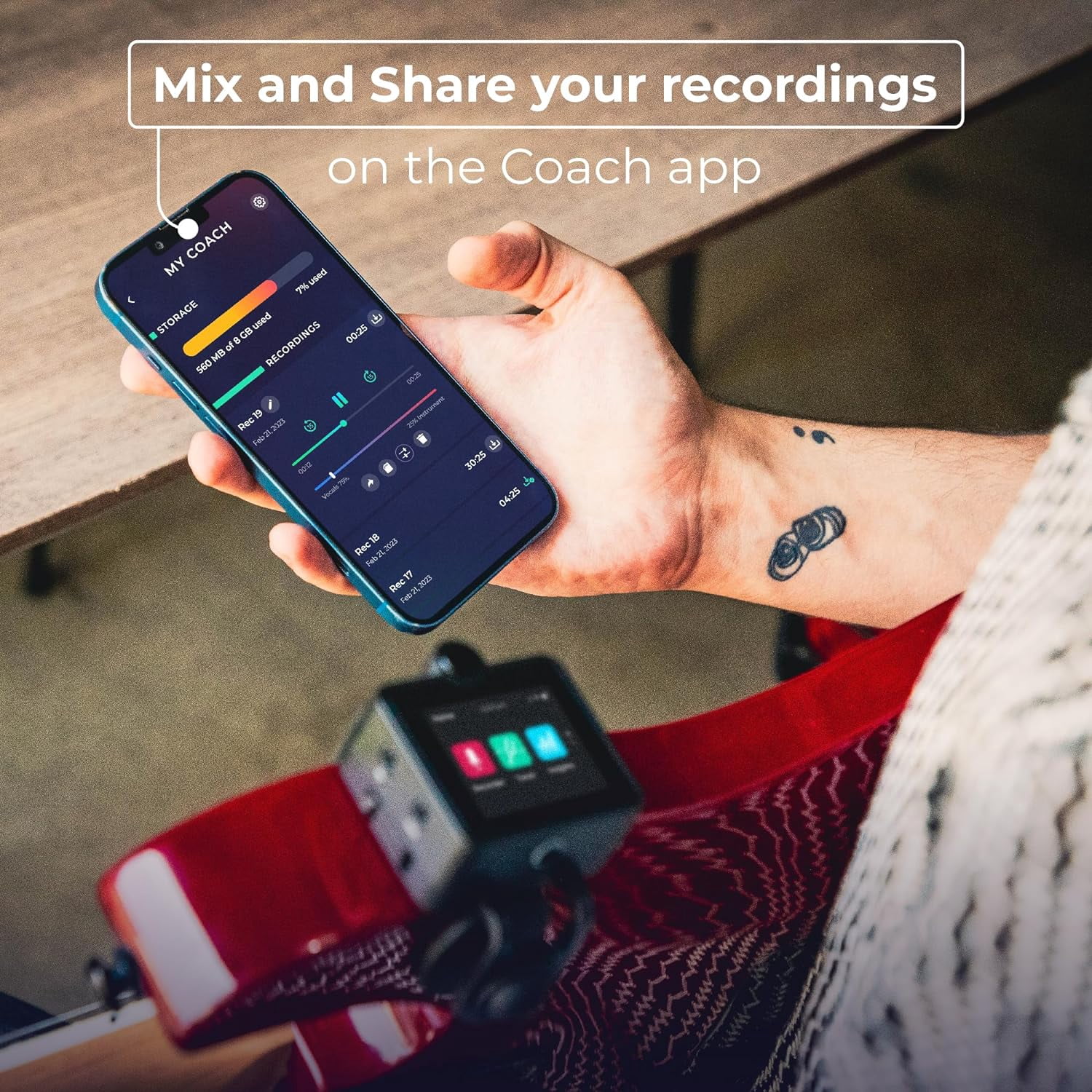 Roadie Tuner Coach Voice and Instrument Recorder with Dual Microphones | Multi-Tool Tuner and MIDI Controller| For All Types of Guitars and Ukuleles