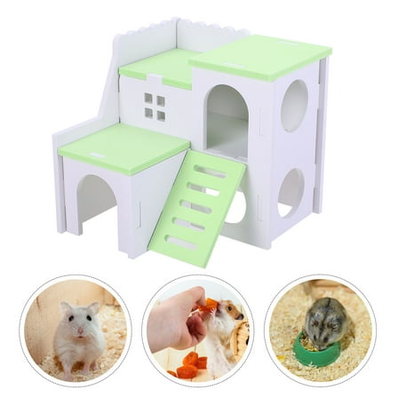 KONTONTY 1Pack Hamster Habitat Small Animal Hideout Bed Wooden Structure Detachable Design For Indoor Use