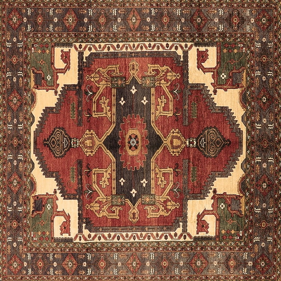 Ahgly Company Indoor Square Persian Brown Traditional Area Rugs, 7' Square