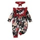 thumbnail image 1 of Gibobby Conjunto de Sudadera y Leggings de Lana Conjunto de 2 uds de mono con y retazos con estampado Floral de manga larga para niñas recién nacidas(Negro, 12-18 Meses), 1 of 4