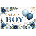 thumbnail image 3 of Floral Design Baby Shower Banner Blue Balloons Baby Announcement for Indoor Decoration Baby Party Celebration Newborn Event, 3 of 8