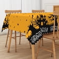 thumbnail image 4 of Duangreer Yellow Halloween Rectangle Tablecloth, Black Forest Castle Print, Party Decors Washable Table Cover with Waterproof Wrinkle Resistant, 60 x 102 Inch, 4 of 6