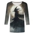 thumbnail image 5 of Godom 2025 Halloween Shirts for Women 3/4 Sleeve Ghost Graphic Tees Festival Tops Crew Neck T-Shirt, 5 of 6