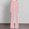 thumbnail image 3 of QATAINLAV Plaid Pants for Women Casual High Waist Flared Leggings Milk Silk Soft Yoga Pants 2024 Fall Bell Bottom Trousers Red S, 3 of 8