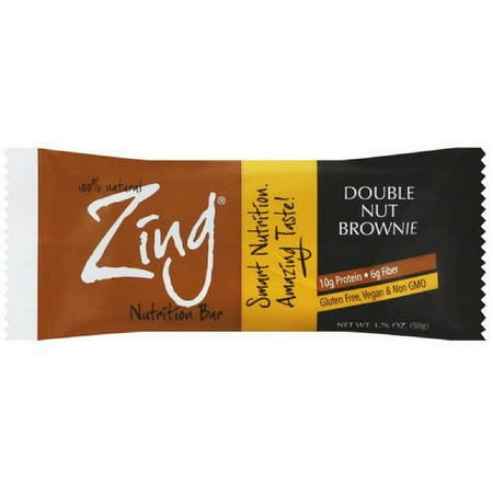 Zing Double Nut Brownie Nutrition Bars, 1.76 oz, 12 count