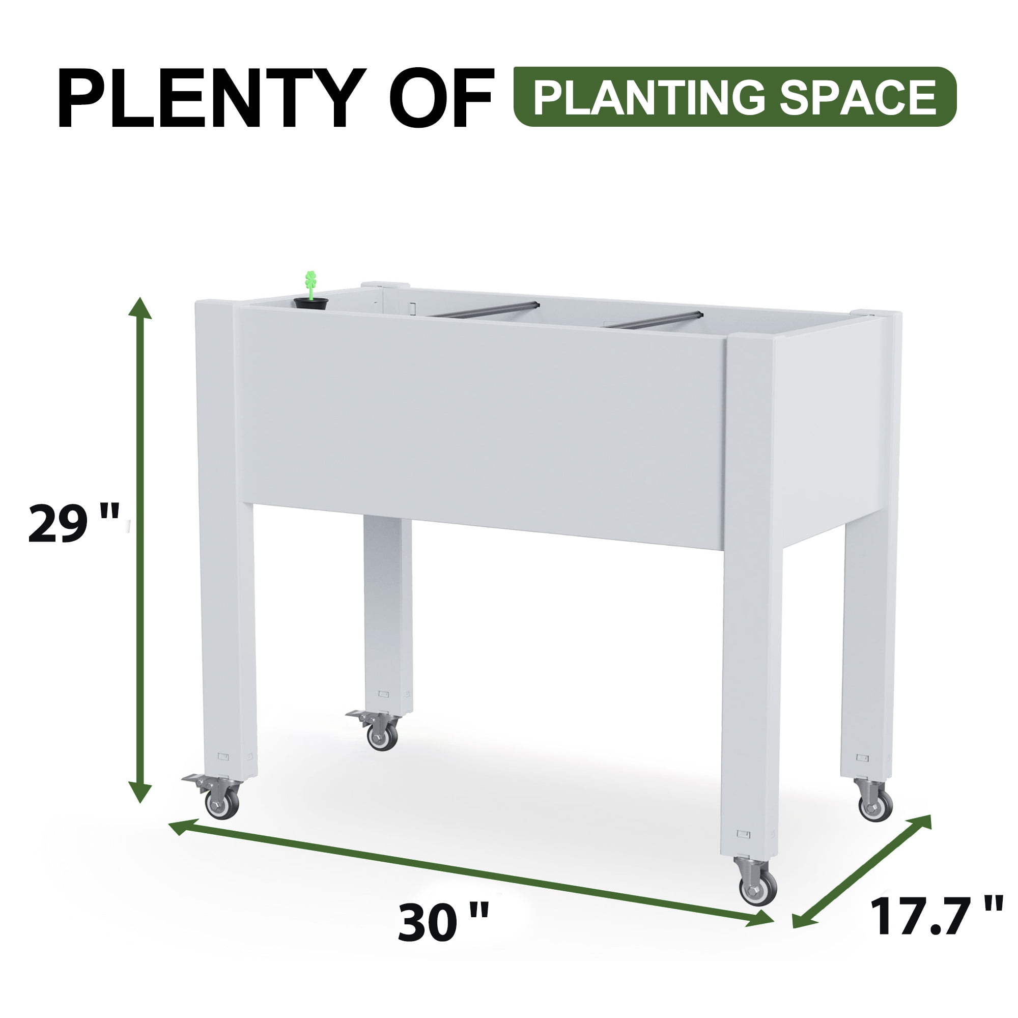 MAYEERTY Mobile Raised Garden Bed with Wheels, Built-In Water Storage for Patio Balcony Gardening
