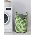 thumbnail image 3 of Exotic Laundry Bag, Print of Jungle Foliage Luau Vibes, Hamper Basket with Handles Drawstring Closure for Laundromats, 13" x 19", Fern Green Pastel Green, by Ambesonne, 3 of 4