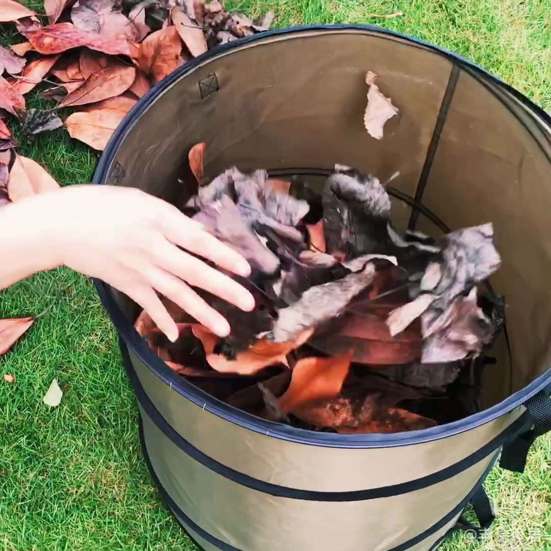 15 Gallon Pop-Up Trash Can Portable Trash Can Outdoor Trash Garden  Courtyard Leaf Box Foldable Utility Bag