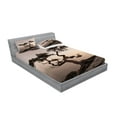 thumbnail image 2 of Ambesonne Tree Fitted Sheet & Pillow Sham Set, Lonely Juniper Tree Fall, Queen, Brown Grey, 2 of 2