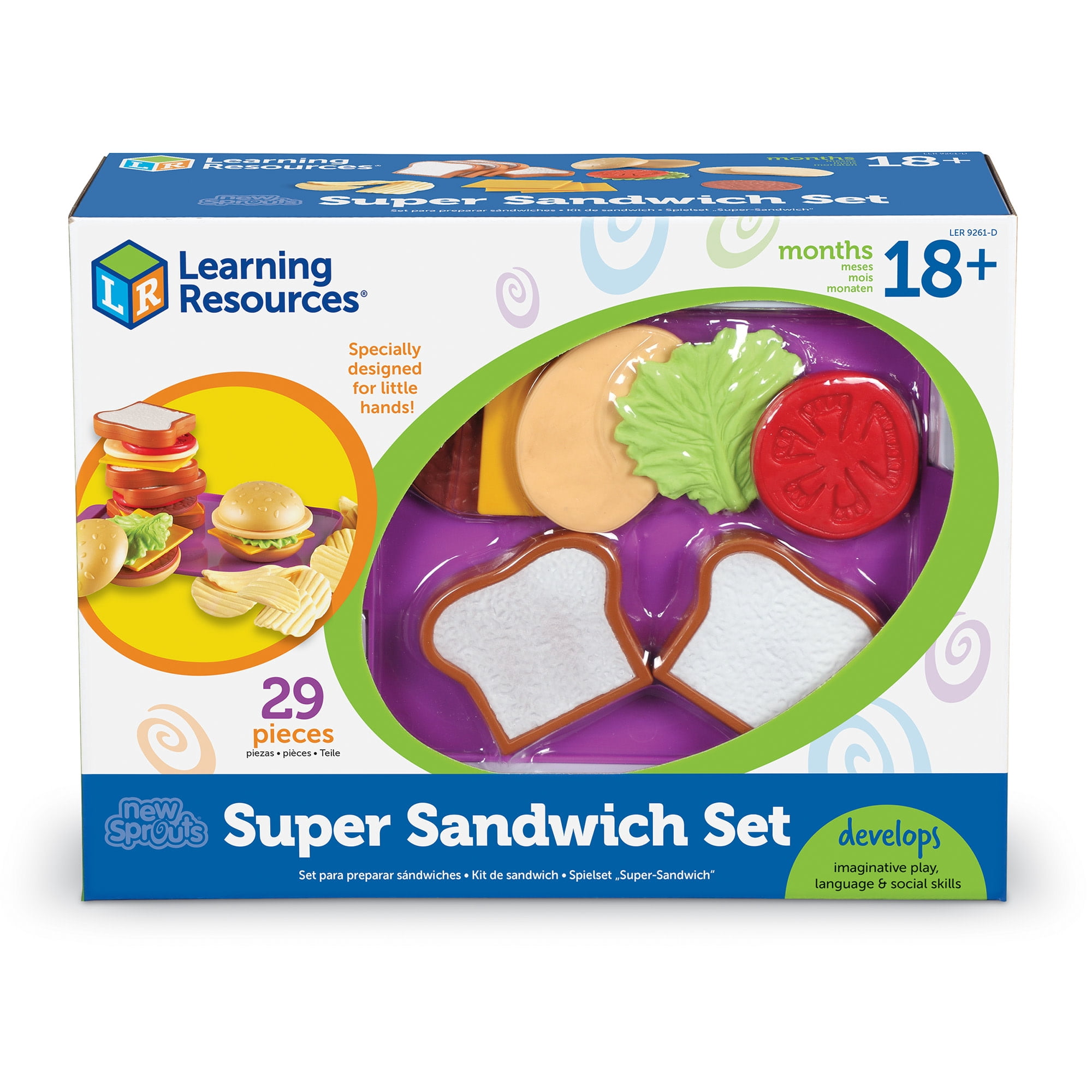 Learning Resources New Sprouts Super Sandwich Set, Play Food, Ages 18 Months +