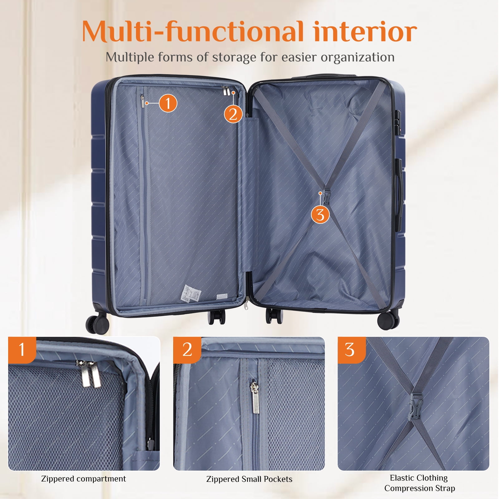 CONCETTA 28 inch Luggage, Lightweight Expandable Rolling Suitcase, Hard Shell ABS & TSA Lock Double Spinner Wheels Suit Case, Blue