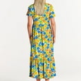 thumbnail image 6 of Viikei Flowy Short Sleeve Maxi Dress,Women's Printing Casual Short Sleeve Crewneck Dress Flowy Tiered Maxi Beach Dress with Pockets Yellow S, 6 of 6