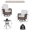 thumbnail image 5 of Wiilayok 3 Pieces Outdoor Swivel Glider Rocker Bistro Set, PE Wicker Rattan Patio Furniture Set, Rocking Chairs for Porch Deck Backyard, White, 5 of 9