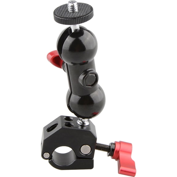 CAMVATE 15mm Quick Release Rod Clamp with 360 Degree Rotating Double Ball Head Mount