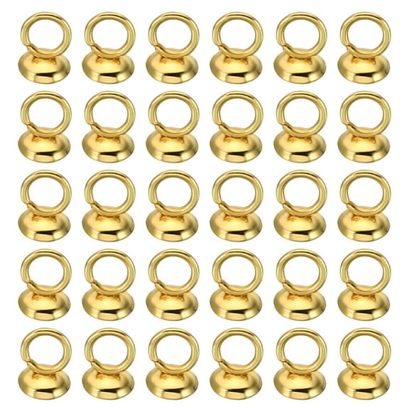 4mm Bead Caps, 50 Pcs Bead Cap Bail Pendant Stainless Steel Charm Ornament Caps with Loop for Jewelry Making, Golden
