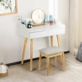 thumbnail image 5 of Oumilen Modern Vanity Set with Stool and Round Mirror, White, 5 of 8