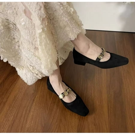 

HHH French Style Chunky Heel Pumps Women 2024 Spring and Autumn New Wanwan Style Shoes Soft Bottom Ballet Shoes Strap Mary Jane Shoes Women