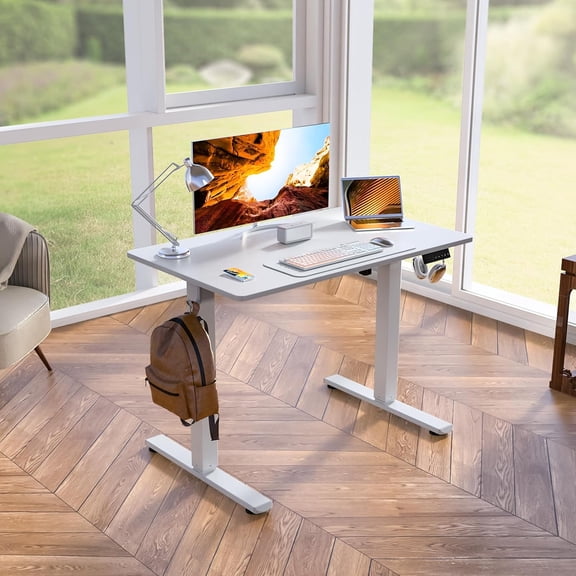 Standing Desk Height Adjustable Small Electric Stand  Desks [35 x 20 Inch] - Ergonomic Sit Stand Desk  Desks for Home Office Computer Desk Stand Desk Workstation with  Management