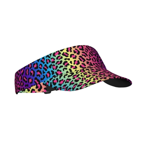 Kdxio Leopard Neon Rainbow Gradient Print Sun Visor Hat Golf Visor Adjustable Velcro Outdoor Sports Cap For Men Women