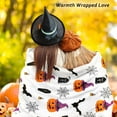 thumbnail image 4 of Haunted Halloween Fleece Throw Blanket, Spider Webs Witch''s Hat Black Bats Tombstones and Decorated Pumpkins Halloween Decor Throw Blanket 50"x60", 4 of 6
