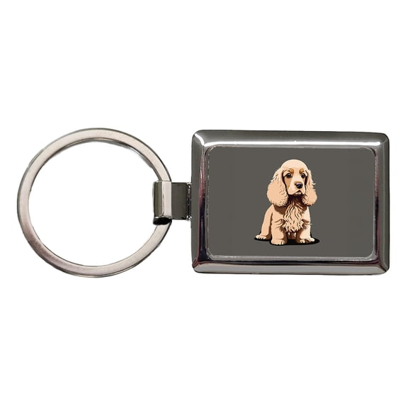Cocker Spaniel Standing Metal Rectangle Keychain