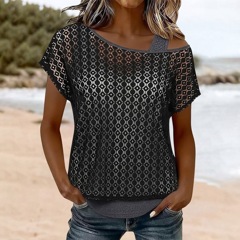 cute clothes for women fish nets Buauty Plus Size Fishnet Stockings 1 layered construction offers styling possibilities Chuancc Fishnet Shirt Women Trending