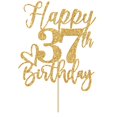 thumbnail image 2 of Adorno para Pastel Yotawebery 37º Cumpleaños Brillo Dorado, 2 of 7