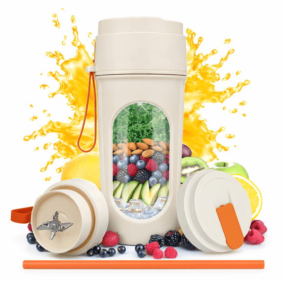 Portable Blender for Smoothies, BPA-Free Small Blender for Shakes and Fresh Juices, 15 Oz Dishwasher Safe Rechargeable Bottle with 12-Blade, Compact and Easy to Clean