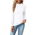 thumbnail image 3 of Camiseta Holgada Informal de Larga con Cuello Redondo para Mujer, Color Liso, con Encaje y Mangas Farol, para Otoño e Invierno L, 3 of 10