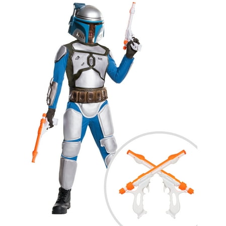 Kids Deluxe Jango Fett Star Wars Costume and Star Wars Double Blaster and Holster