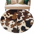 thumbnail image 2 of Cowhide 7ft Round Rug for Living Room Conversation Area, Cow Skin Texture Washable Non Slip Large Circle Area Rug, 2 of 9