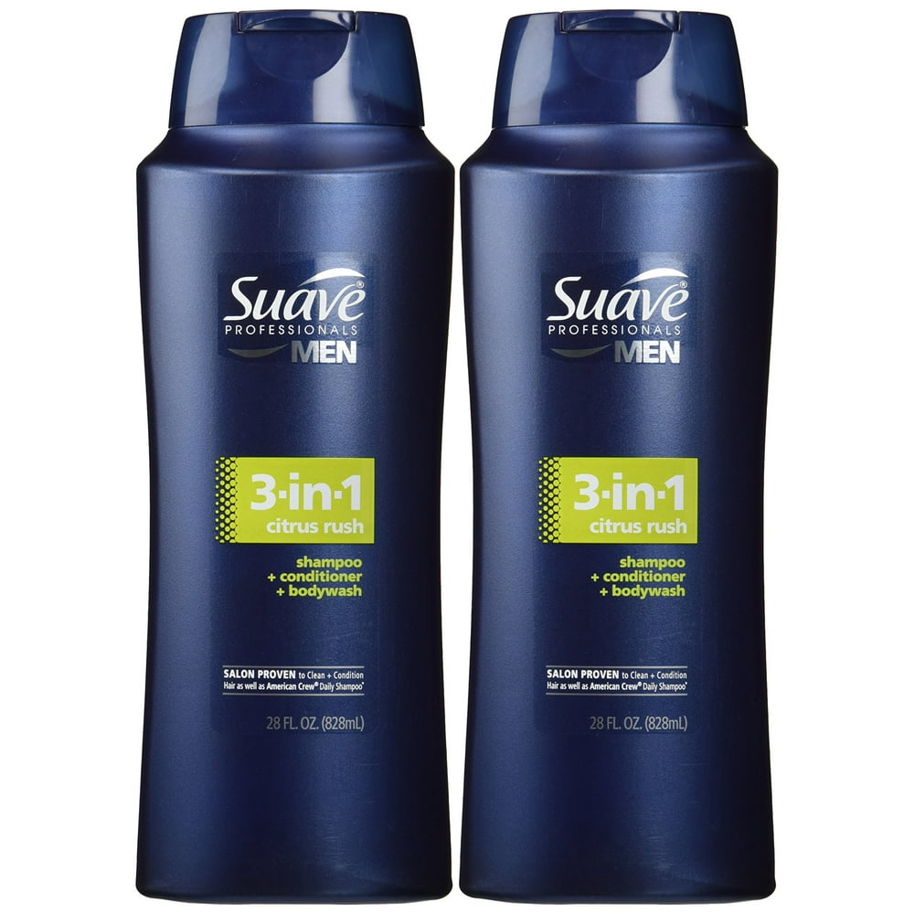 Suave Men 3 in 1 Shampoo Conditioner and Body Wash Citrus Rush 28 oz