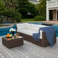 thumbnail image 2 of COSIEST 4-Piece Outdoor Furniture Set Brown Wicker Sectional Sofa, 2 of 5
