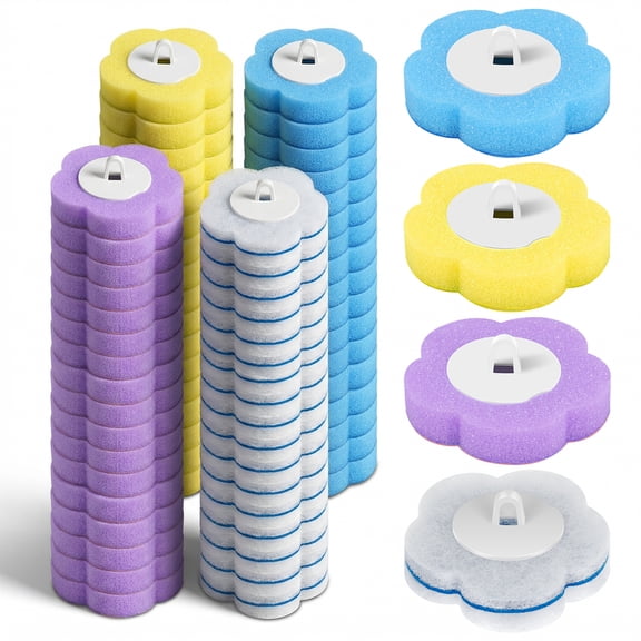 Austok 72Pcs Toilet Brush Refill Pad Set Reusable Scented Sponge Toilet Bowl Cleaning Refill Replacement Brush Head for Bathroom Cleaning