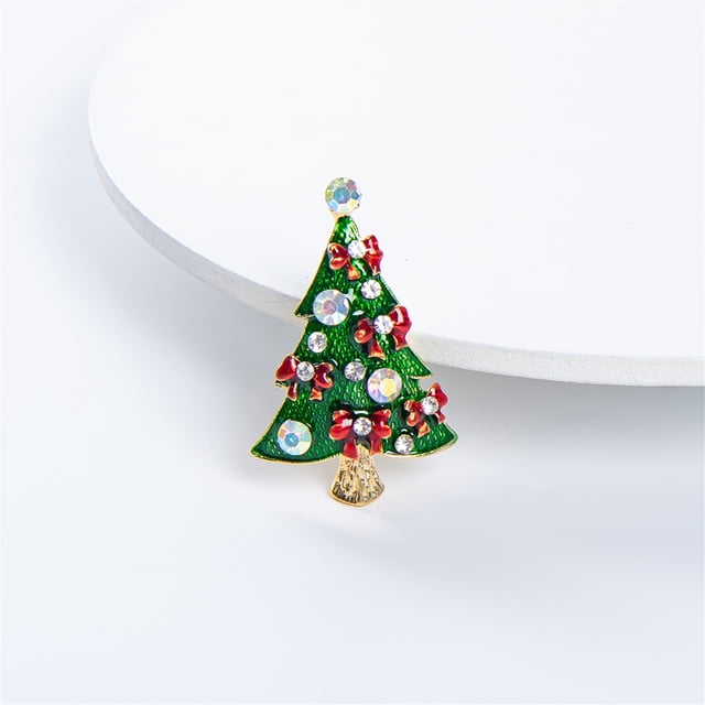 Heliisoer Vintage Colored Christmas Tree Rhinestone Brooch Pin Wedding Party Jewelry