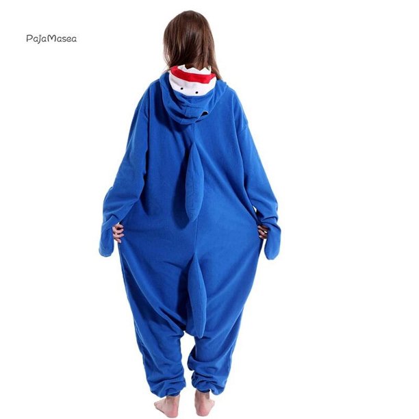 Pijama con cremallera de tiburón azul para hombre y mujer, ropa de dormir para fiesta de Halloween, Kigurumi, regalo de cumpleaños